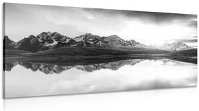 Quadro su tela – Tramonto abbagliante sul lago di montagna in bianco e nero