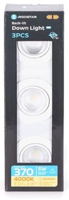 Aigostar - Set da 3 faretti da incasso LED, 5 W, 230 V, 4000 K, Ø 8,5 cm, bianco