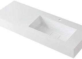 Lavabo a incasso rettangolare vasca a destra L 120.5 x H 15 x P 46 cm in resina bianco opaco