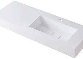 Lavabo integrale a destra rettangolare L 120.5 x H 15 x P 46 cm in resina bianco