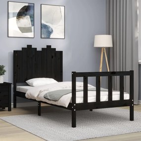 Giroletto Con Testiera Nero 90x190 Cm İn Legno Massello /