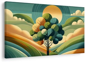 Quadro su tela – Albero della vita in un paesaggio soleggiato