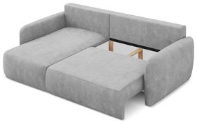 Divano angolare grigio chiaro allungabile/con contenitore (con penisola a sinistra/con chaise lounge) con rivestimento in ciniglia Lilo – Makamii