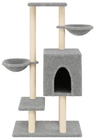Albero per gatti con tiragraffi in sisal grigio chiaro 117 cm