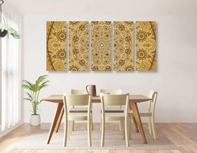 Quadri 5 pezzi – Mandala ornamentale con pizzo