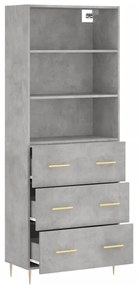 Credenza grigio cemento 69,5x34x180 cm in legno multistrato