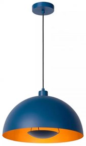 Lucide Lampada a sospensione regolabile in altezza con diffusore a campana in acciaio Siemon - 40W BLU