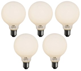 Set di 5 Lampadina LED dimmerabile a 3 livelli E27 vetro opalino G95 4W 450lm 3000K