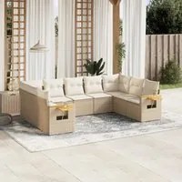 Set Divano da Giardino 9 pz con Cuscini Beige in Polyrattan 3259517