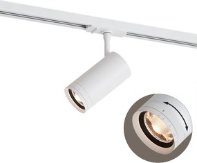 Faretto moderno bianco per sistema di illuminazione su binario monofase con LED orientabile e inclinabile - Iconic Zoom