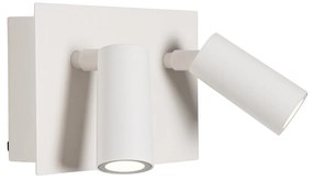 Lampada da parete per esterni bianca con LED 2 luci sensore di movimento - Simon