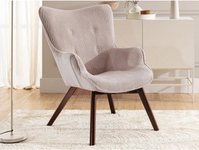 Poltrona rosa chiaro con rivestimento in velluto a coste Niko – Ropez