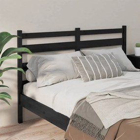 Testiera per letto nera 206x4x100 cm in legno massello di pino