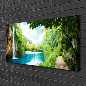 Quadro su tela Cascata del lago naturale 100x50 cm