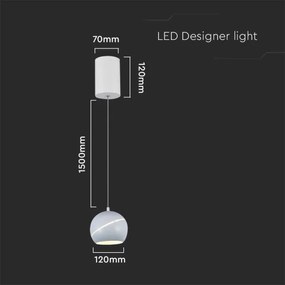 Lampadario LED a sospensione con filo LED/8,5W/230V 3000K bianco