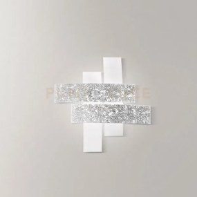 Lara p/m - applique a parete  in metallo e vetro bianco foglia arge...