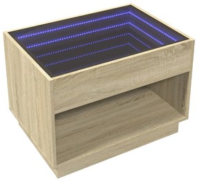 Tavolino da salotto con led infinity rovere sonoma 70x50x50 cm