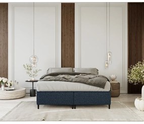 Letto matrimoniale imbottito blu scuro con contenitore 200x200 cm Tate - Maison de Rêve