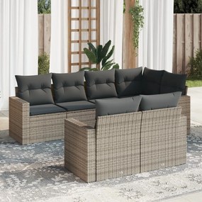 Set divani da giardino 7 pz con cuscini grigio in polyrattan