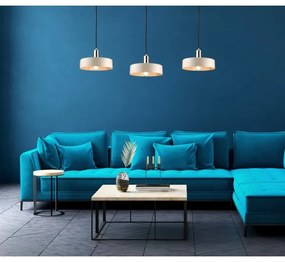 Lampadario a sospensione su cavo LATTE 3xE27/60W/230V beige/nero/oro