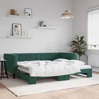 Divano Letto con Letto Estraibile Verde Scuro 90x200cm Vellutocod mxl 130598