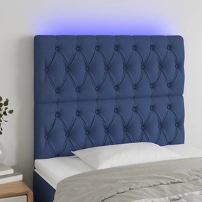 Testiera A Led Blu 100x7x118/128 Cm İn Tessuto /