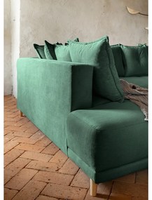 Divano letto angolare in velluto a coste verde (angolo sinistro/"U") Lazy Lukka - Miuform