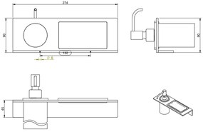 Treemme 5mm IT9072ISZZZZ mensola portaoggetti 27 cm con dispenser sapone bianco inox satinato