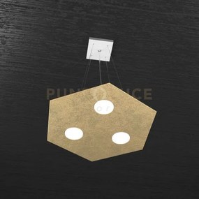 Exagon sospensione 3 luci foglia oro 1142-sp-fo