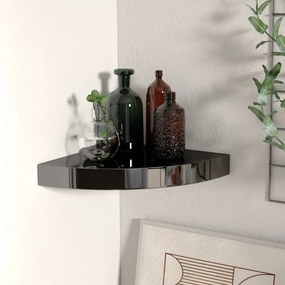Scaffale Angolare A Parete Nero Lucido 25x25x3,8 Cm İn Mdf /
