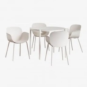 Set tavolo rotondo in alluminio Elton (Ø109 cm) e 4 sedie da - Sklum