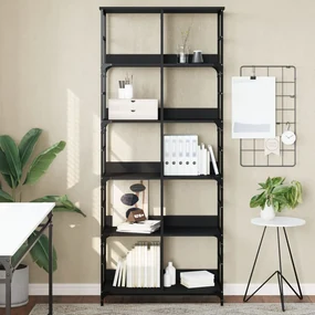 Libreria nera 78,5x33x188,5 cm in legno multistrato