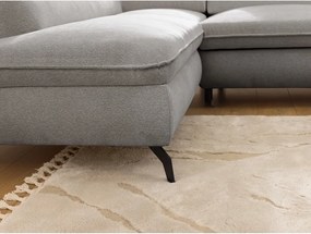 Divano angolare grigio chiaro (con penisola a sinistra/a L) con rivestimento in ciniglia Marbeya – Ropez