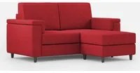 Divano 2 Posti con Pouf 148x155x85 cm Marrak in Tessuto Rosso