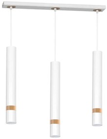Lampadario a sospensione con filo JOKER WHITE WOOD 3xGU10/8W/230V