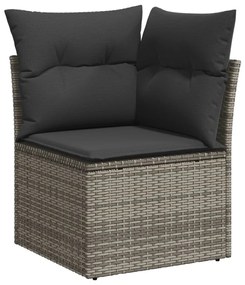 Set divano da giardino 9 pz con cuscini grigio in polyrattan