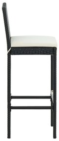 Set bar da giardino 7 pz con cuscini in polyrattan nero