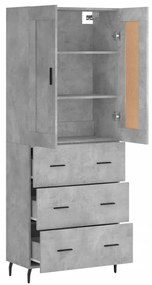 Credenza Grigio Cemento 69,5x34x180 cm in Legno Multistrato