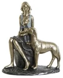 Statua Decorativa DKD Home Decor Azzurro Dorato Donna 15 x 9,5 x 18 cm