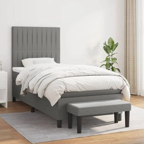 Giroletto A Molle Con Materasso Grigio Scuro 80x200 Cm Tessuto /