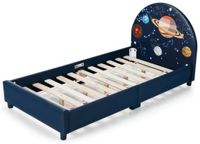 Costway Piattaforma letto con tema galassia per bambini 2-6 anni, Letto morbido con gambe regolabili 153x77x70cm Blu
