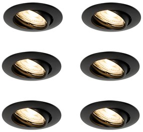 Set di 6 faretti da incasso neri GU10 35mm - Edu