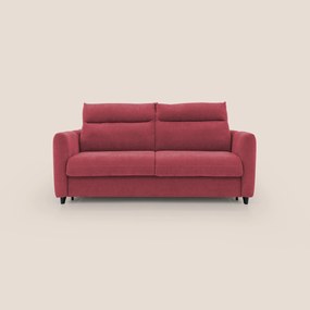 Peonia divano letto scandinavo con materasso H18 cm e morbido e alto schienale in tessuto Bouclé impermeabile T07 rosso