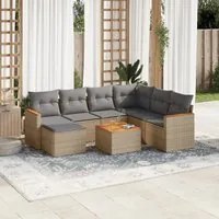 Set Divano da Giardino 8 pz con Cuscini Beige in Polyrattan 3258615