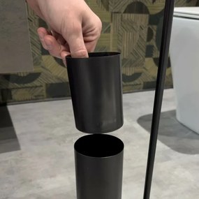 Piantana porta rotolo e scopino da appoggio in acciaio nero opaco Style