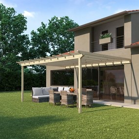 Pergola addossata Eagle in legno struttura marrone L 594 x P 417.6 x H 268 cm