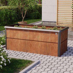 PRIMEYARD 200 x 85 x 77 cm Orto rialzato, acciaio corten, look ruggine, con bordo anti-lumache - (GFPV00788)