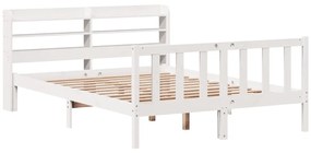 Letto senza materasso bianco 160x200 cm legno massello di pino