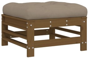 Set Divani da Giardino 10pz con Cuscini in Legno Massello Miele