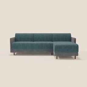 Narciso divano letto angolare con materasso alto 18 cm e penisola contenitore in tessuto bicolore impermeabile T11 e T06